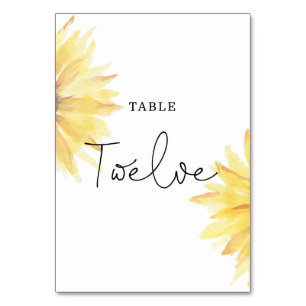 Tarjeta De Mesa Boda de girasol Número de la 12ª mesa
