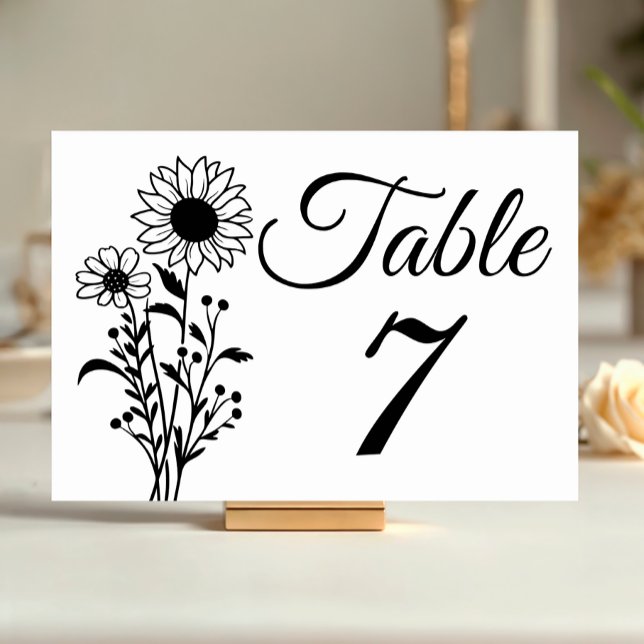 Tarjeta De Mesa Boda de girasol Número de mesas Flores silvestres  (Subido por el creador)