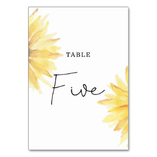 Tarjeta De Mesa Boda de girasol Número de tabla cinco