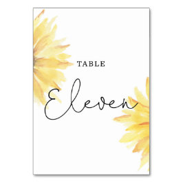 Tarjeta De Mesa Boda de girasol Número de tabla Eleven