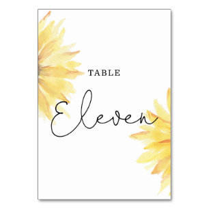 Tarjeta De Mesa Boda de girasol Número de tabla Eleven