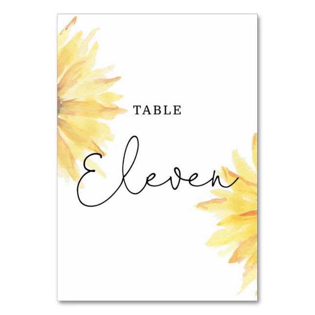 Tarjeta De Mesa Boda de girasol Número de tabla Eleven (Anverso)
