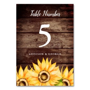Tarjeta De Mesa Boda de girasol ruso