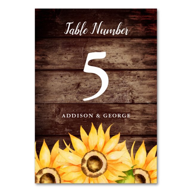 Tarjeta De Mesa Boda de girasol ruso (Anverso)