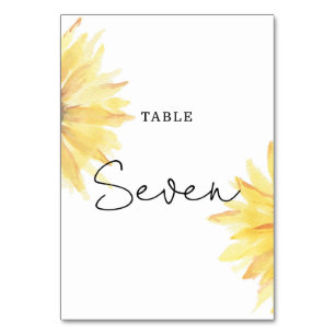 Tarjeta De Mesa Boda de girasol Siete número de tabla