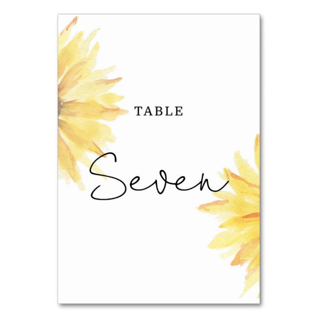 Tarjeta De Mesa Boda de girasol Siete número de tabla (Reverso)