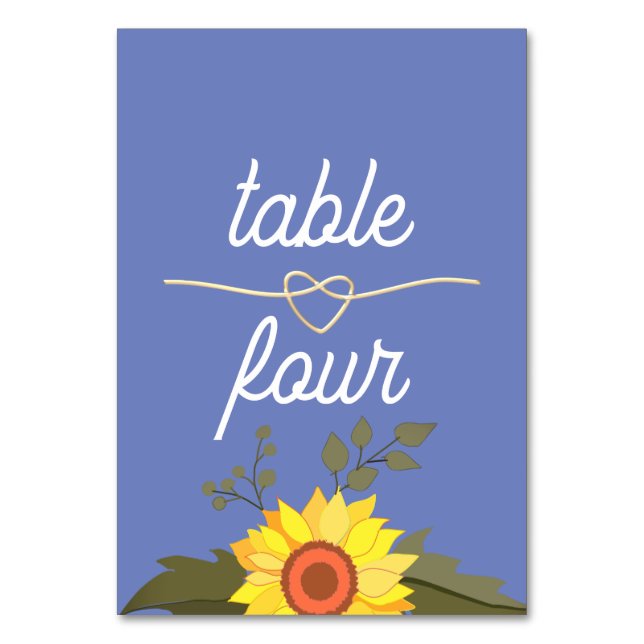 Tarjeta De Mesa Boda de girasoles (Anverso)