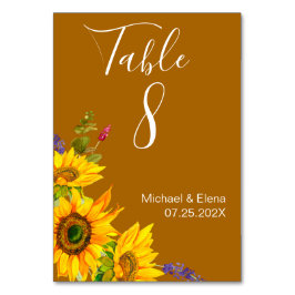 Tarjeta De Mesa Boda de girasoles de otoño