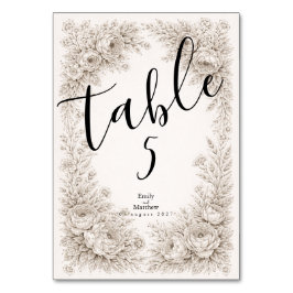 Tarjeta De Mesa Boda de grabado botánico de la Regencia