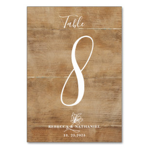 Tarjeta De Mesa Boda de guión de caligrafía de imitación de madera