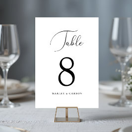 Tarjeta De Mesa Boda de guión de caligrafía de Moda minimalista