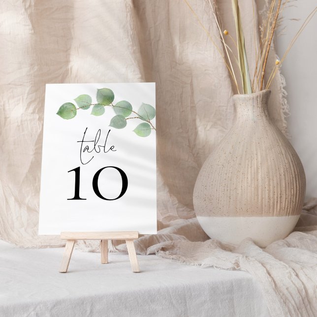 Tarjeta De Mesa Boda de guión de eucalipto moderno (Subido por el creador)