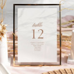 Tarjeta De Mesa Boda de guión de nombres de invitados de guión ele<br><div class="desc">Elegante Número de tabla de Boda de guión minimalista con nombres de invitados. Descubra toda la colección para un tema de boda de coordenadas. Dm para asesoramiento o personalización</div>