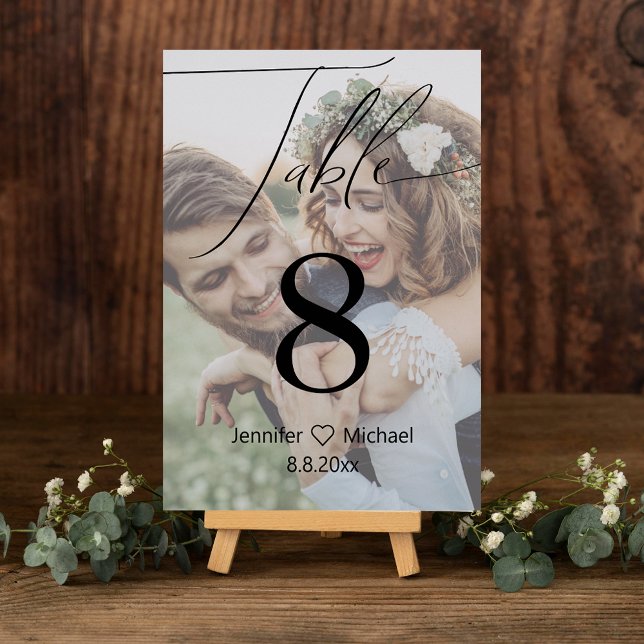 Tarjeta De Mesa boda de guión elegante foto desvanecida (Subido por el creador)