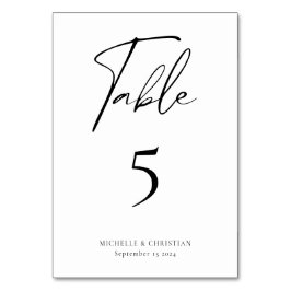 Tarjeta De Mesa Boda de guión moderno de caligrafía mínima