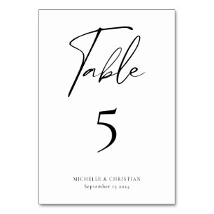 Tarjeta De Mesa Boda de guión moderno de caligrafía mínima