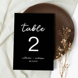 Tarjeta De Mesa Boda de guión negro de lujo