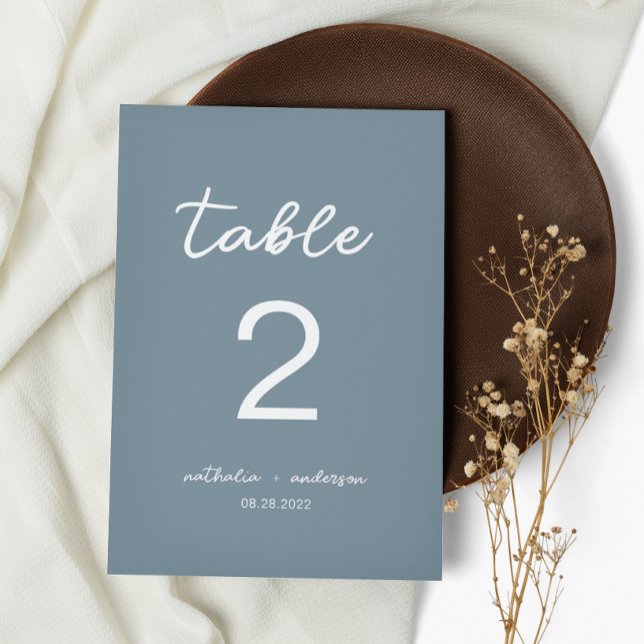Tarjeta De Mesa Boda de guiones azul y turbio (Subido por el creador)