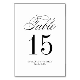 Tarjeta De Mesa Boda de guiones clásicos y elegantes de negro