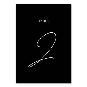 Tarjeta De Mesa Boda de guiones de firma de caligrafía en blanco y