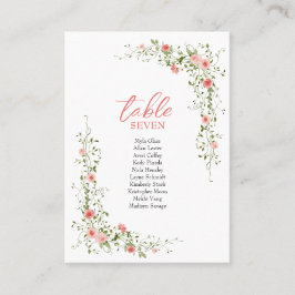 Tarjeta De Mesa Boda de guiones de rosas rosa elegantes botánicas