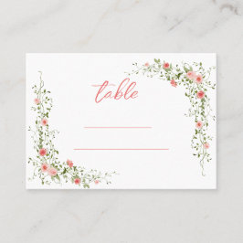 Tarjeta De Mesa Boda de guiones de rosas rosa elegantes botánicas