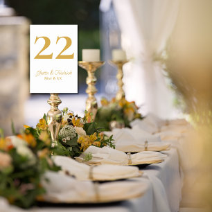 Tarjeta De Mesa Boda de guiones dorados de elegancia simple y sin