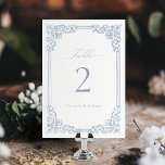 Tarjeta De Mesa Boda de guiones elegante del marco vintage azul tu<br><div class="desc">Elegante diseño de marco ornamental vintage con escritura elegante en color azul polvoriento,  sencillo y clásico,  grandes tarjetas de mesa boda para boda clásico moderno,  boda romántica vintage y boda tradicional formal. Vea todas las piezas coincidentes de la colección.</div>