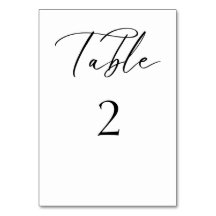 Tarjeta de mesa Boda de guiones elegantes negro y 