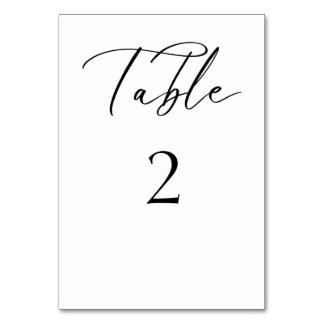 Tarjeta de mesa Boda de guiones elegantes negro y 