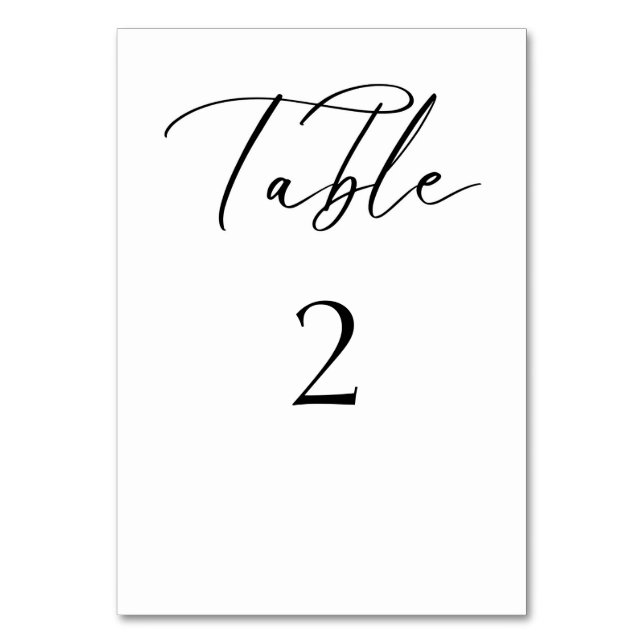 Tarjeta de mesa Boda de guiones elegantes negro y  (Anverso)