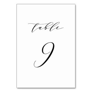 Tarjeta De Mesa Boda de guiones Minimalistas negros Número de tabl