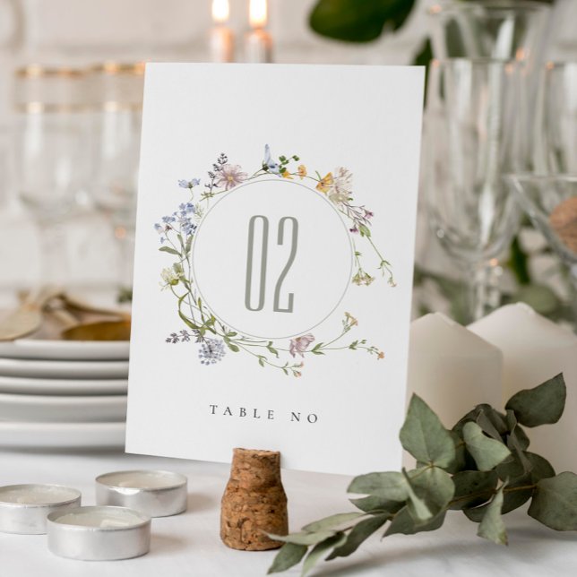 Tarjeta De Mesa Boda de guirnalda floral de pradera amarilla suave (Subido por el creador)