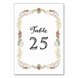 Tarjeta De Mesa Boda de guirnaldas florales rusas de otoño