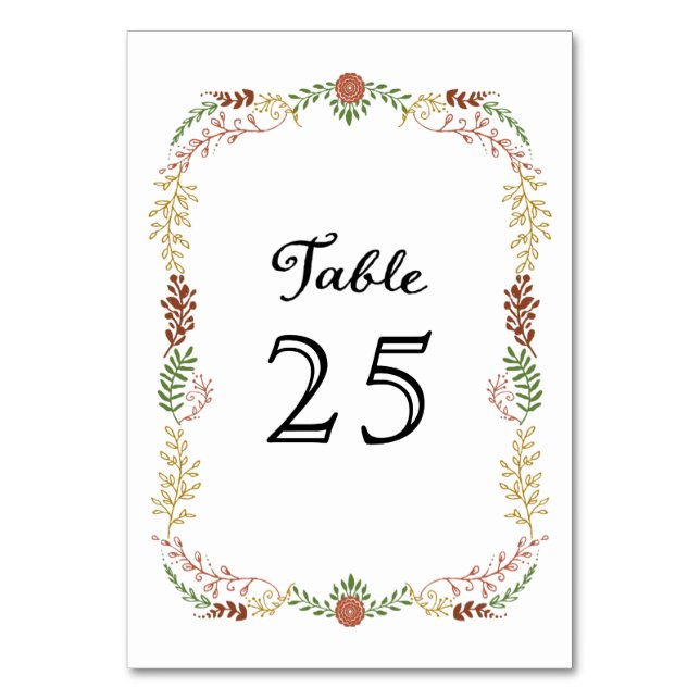 Tarjeta De Mesa Boda de guirnaldas florales rusas de otoño (Anverso)