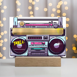 Tarjeta De Mesa Boda de Hip Hop Colorful Boombox de Retro 80