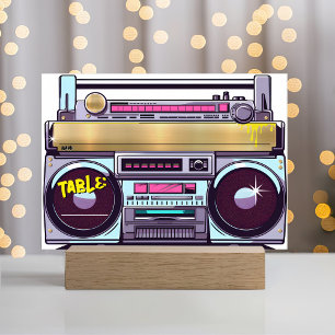 Tarjeta De Mesa Boda de Hip Hop Colorful Boombox de Retro 80