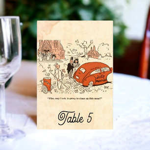 Tarjeta De Mesa Boda de historietas de los años 50 de la moda retr
