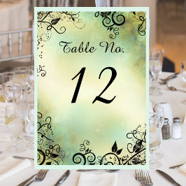 Tarjeta de mesa Boda de hoja de deco encantada por