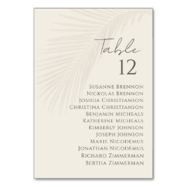 Tarjeta De Mesa Boda de hoja de palma tropical Número de tabla