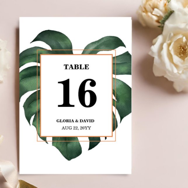 Tarjeta De Mesa Boda de hoja verde de Monstera (Subido por el creador)