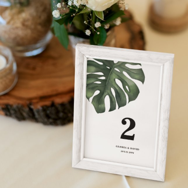 Tarjeta De Mesa Boda de hoja verde de Monstera (Subido por el creador)