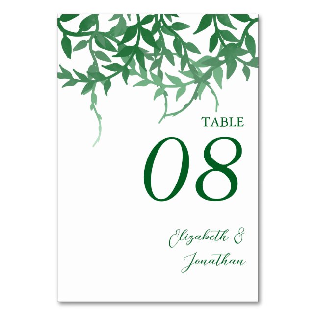 Tarjeta De Mesa Boda de hojas botánicas rusas (Anverso)