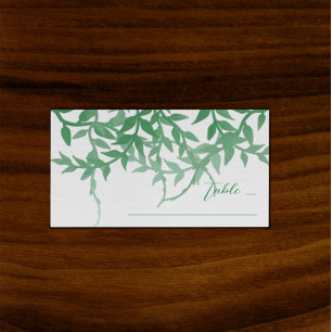 Tarjeta De Mesa Boda de Hojas Botánicas Rústicas