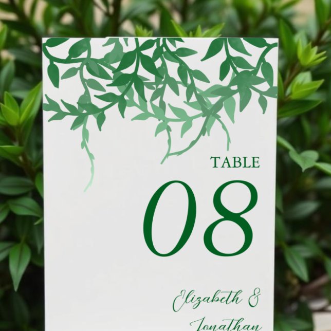 Tarjeta De Mesa Boda de Hojas Botánicas Rústicas (Subido por el creador)