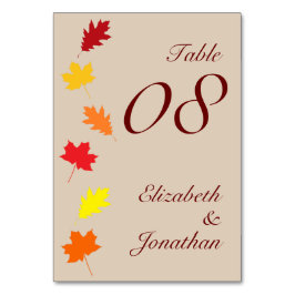 Tarjeta De Mesa Boda de hojas de otoño