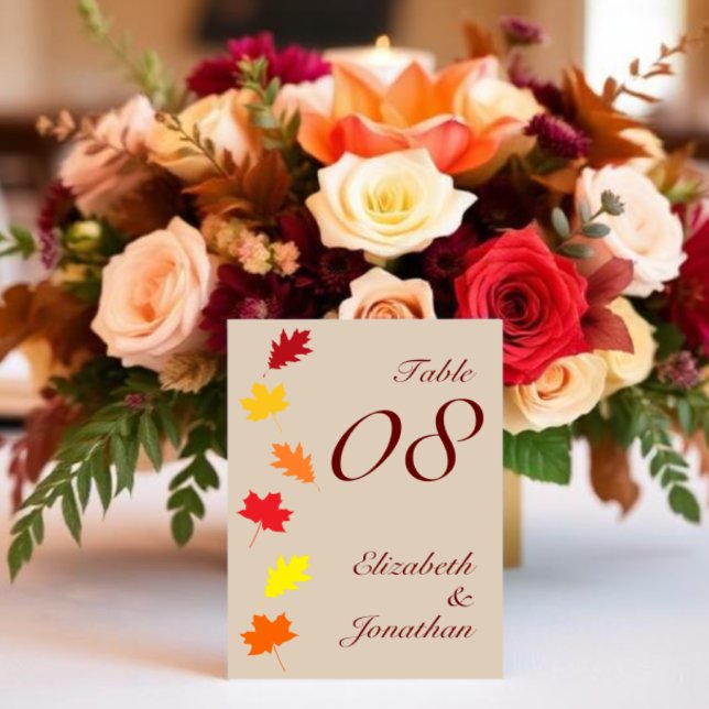 Tarjeta De Mesa Boda de hojas de otoño (Subido por el creador)