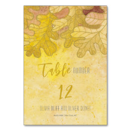 Tarjeta De Mesa Boda de hojas de roble otoñales