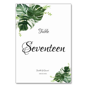 Tarjeta De Mesa Boda de Hojas Verdes Tropicales de Monstera