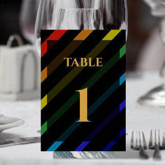 Tarjeta De Mesa Boda de hombres gays elegante arcoíris